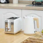 Ensemble bouilloire et grille-pain, 1,7L, 2200W, grille-pain 2 tranches avec 7 niveaux de brunissage, blanc