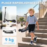 Klappbarer Elektroroller für Kinder ab 7 Jahren, 120W, max. Geschwindigkeit 12 km/h, 74x36x82,5-92,5 cm, Schwarz