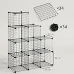 Étagère cube modulable DIY avec 9 compartiments en treillis métallique pour salon, chambre à coucher, noir