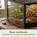 Terrarium en verre pour reptile enclos pour hamster 86 L ventilation supérieure porte coulissante 50,8x30,5x35,6cm noir
