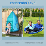 Nestschaukel mit abnehmbarem Zelt Ø 100 cm, max. Belastbarkeit 150 kg, höhenverstellbares Seil 120 bis 180 cm, blau