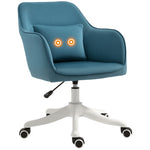 Chaise de bureau velours fauteuil bureau massant coussin lombaire intégré hauteur réglable pivotante 360° bleu
