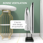 Porte-serviettes sur pied autoportant 2 niveaux en métal pour la salle de bain, dim. 50l x 18,5P x 85H cm, noir