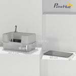 Bac à litière XL en acier inoxydable, maison de toilette pour grand chat, nettoyage facile 60,2 x 40,2 x 29,5 cm, gris