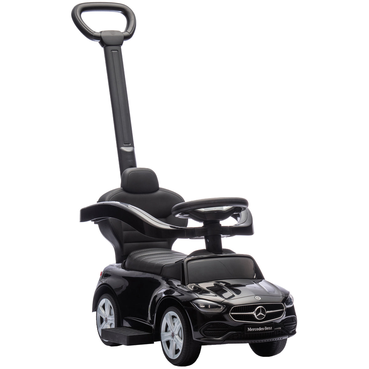 Porteur enfants Mercedes-Benz sous licence, porteur voiture à pousser avec poignée amovible, 91 x 40 x 83 cm, noir