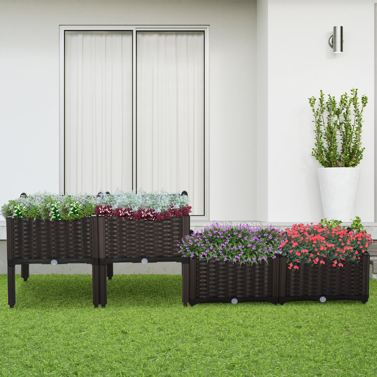 Jardinière sur Pieds carré Potager 2 étages dim. 80L x 80l x 44H cm Insert d'irrigation Plastique