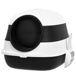 bac à litière pour chat pliable porte battante lucarne + pelle fournis noir blanc