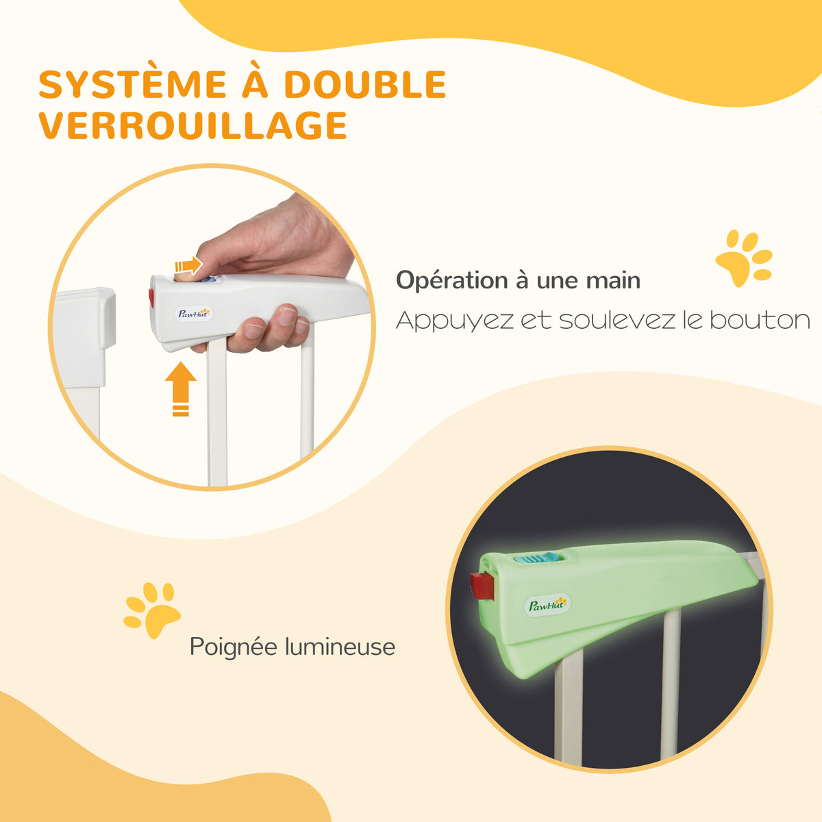 Barrière de sécurité pour chien animaux sans perçage avec fermeture automatique largeur 76-103 cm blanc