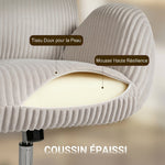 Chaise bureau ergonomique en velours, fauteuil de bureau avec dossier haut, appui-tête réglable et accoudoirs, gris