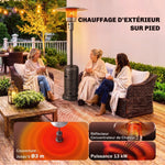 Riscaldatore da Esterno per Terrazzo Portatile 13 kW, Livelli di Calore Regolabili, Anti-Ribaltamento, 82x82x223cm, Marrone Scuro