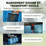 Grande Tente Tunnel Camping 4 Personnes 3-4 Saisons Hauteur d'Homme 2 m Séjour XL 3,7 m Imperméable 3000mm Bleu