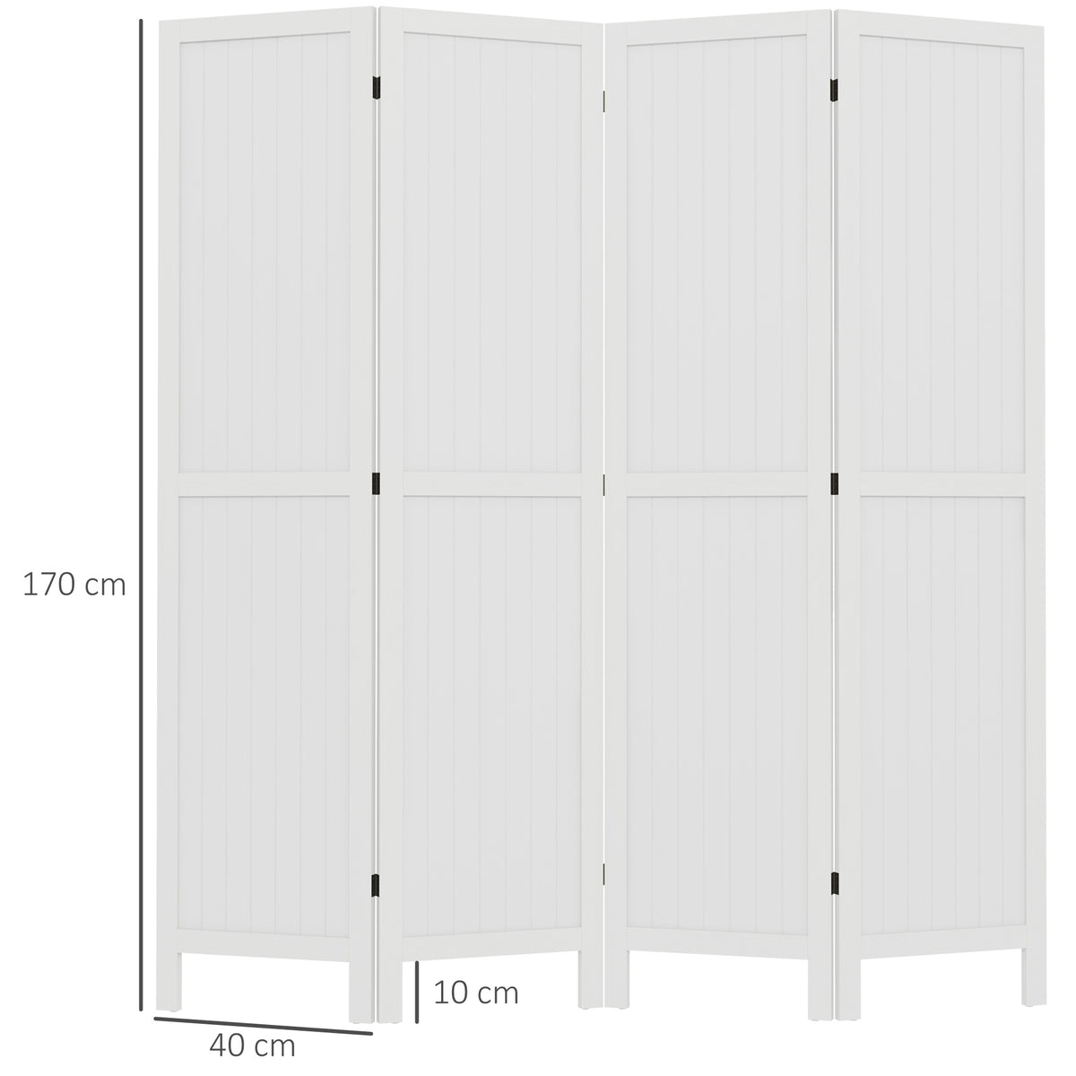 Paravent en bois séparateur de pièce closion intérieur pliable 4 panneaux en bois 160 x 170 cm blanc
