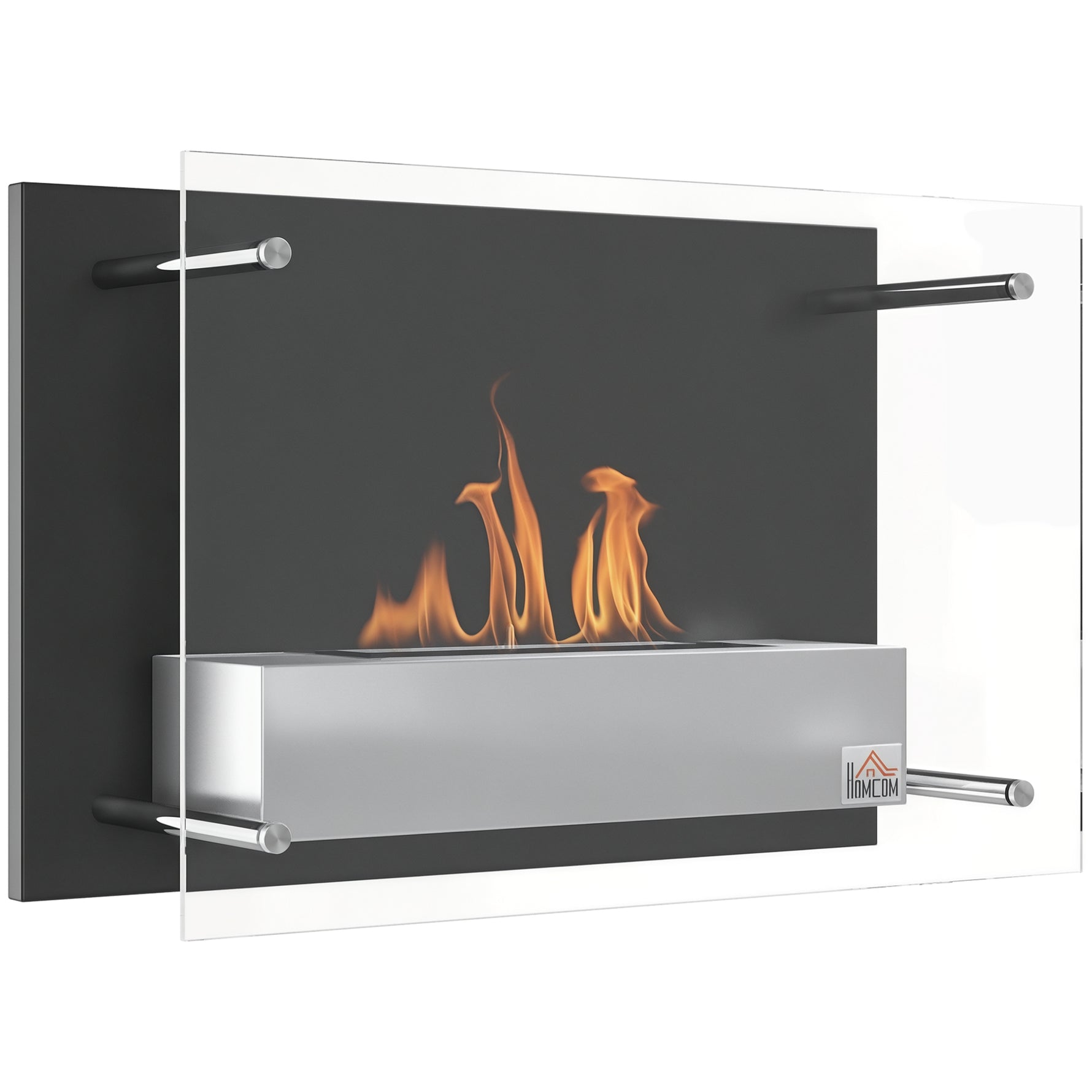 Cheminée bioéthanol Murale encastrable brûleur 0,9 L, environ 3 h de durée de combustion 60L x 22l x 40H cm noir