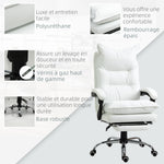 Fauteuil de bureau, chaise bureau ergonomique avec dossier inclinable, hauteur réglable, 66 x 72 x 130 cm, blanc