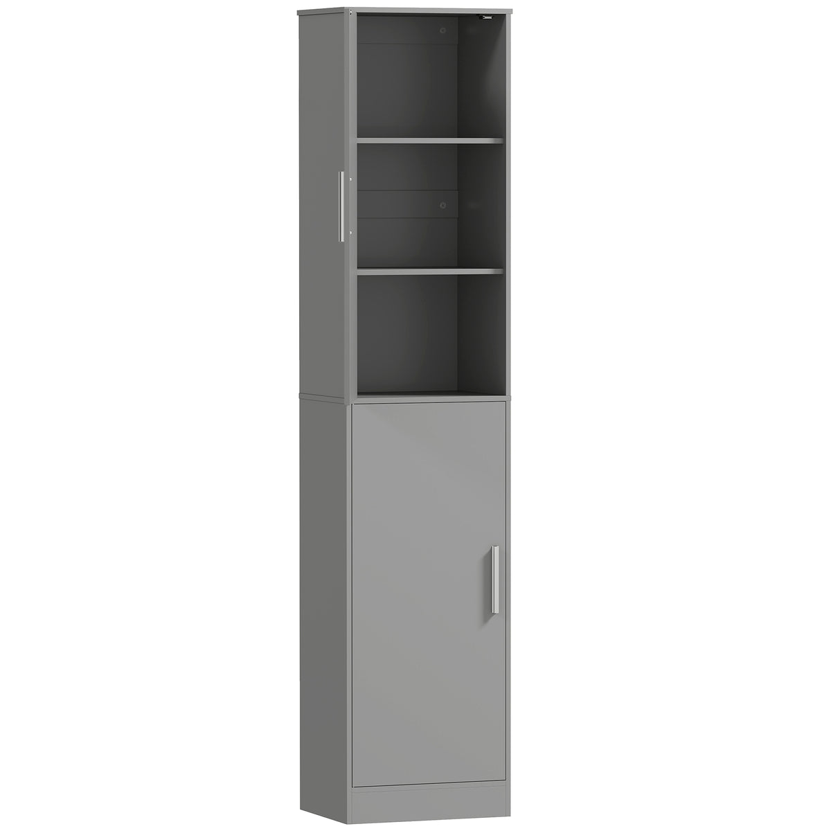 Mobile colonna per bagno con 2 ante e 4 ripiani regolabili, 40 x 35 x 180 cm, grigio