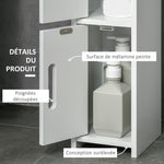 Meuble colonne de salle de bain armoire toilette haute avec étagères et placards - 15 x 17 x 120 cm blanc