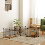 Cage parc enclos pour animaux domestiques bords arrondis fil en acier 140 x 70 x 35 cm noir