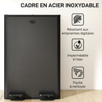 Poubelle de cuisine 2 compartiments de 2 x 28L, acier inoxydable, couvercle à fermeture douce, 45,8x36x67,6cm, noir