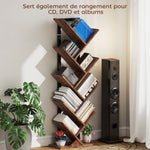 Bibliothèque Arbre à 9 Niveaux, Meuble de Rangement Industriel avec Cadre en Acier, 50x24x136cm, Brun Rustique