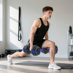 Ensemble d'haltères musculation 6-en-1 haltère réglable 25 kg kettlebell, barre de musculation support pour pompes bleu