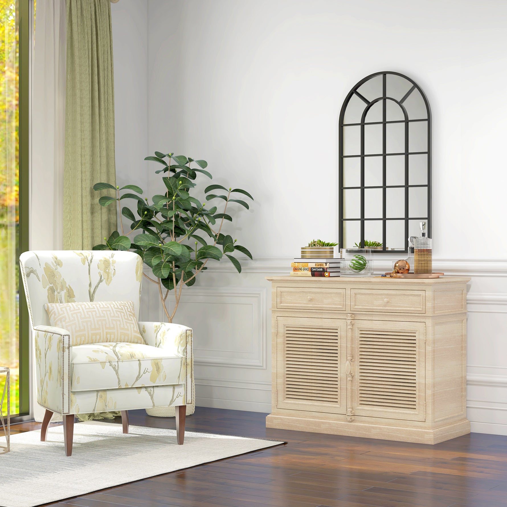 Miroir verrière arche style industriel fenêtre arcade métal 110 x 65 cm noir