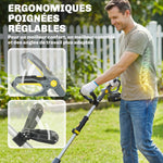 Motobineuse sans Fil Motoculteur Électrique 18V 355W avec 2 Batteries 4,0Ah Léger et Anti-mal de Dos, Largeur 20cm Gris
