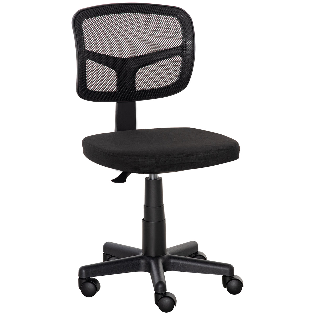 Chaise de bureau sans accoudoirs, fauteuil de bureau en maille, hauteur réglable, assise rembourré, pivotant 360°, noir