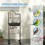 Cage à oiseaux sur roues 46 x 36 x 120 cm 2 mangeoires 2 perchoirs étagère cage pour perruche calopsitte conure pinson canaris