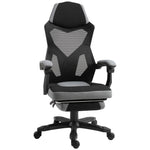 Chaise de bureau fauteuil gaming hauteur réglable dossier roulettes pivotantes repose-pied tissu en maille 58L x 63l x 112-122H cm gris noir