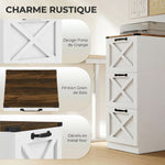 Cassettiera da ufficio con 3 cassetti, cartelle sospese per formati Lettera/A4, stile rustico, 40x40x101 cm, bianco