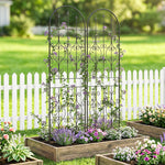 Lot de 2 Supports pour Plantes Grimpantes, Treillis de Jardin, pour Légumes, Vignes, Fleurs, en Métal, 50 x 180 cm, Noir