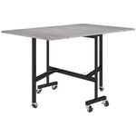 Table à Manger Pliante sur Roulettes pour 4-6 Personnes 120 cm, Roues avec Freins, 2 Abattants, Style Industriel, Gris