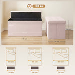 Banc de Rangement, Pouf de Rangement Pliable, Bout de Lit, Repose-Pieds avec Couvercle, 76L x 38l x 38H cm, Rose