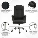 Fauteuil de bureau à roulettes chaise manager ergonomique pivotante hauteur réglable lin noir