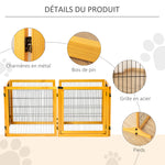 Lot de 2 barrières de sécurité chien barrière modulable pliable 6 panneaux 2 pieds support bois de pin jaune
