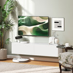 Mobile TV sospeso per televisori fino a 45 55 65 pollici con 2 scomparti ad ante, 140 x 33 x 29,8 cm, bianco