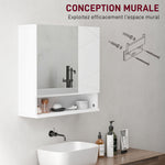 Armoire murale miroir de salle de bain placard de rangement 2 portes 55 x 17 x 55 cm blanc