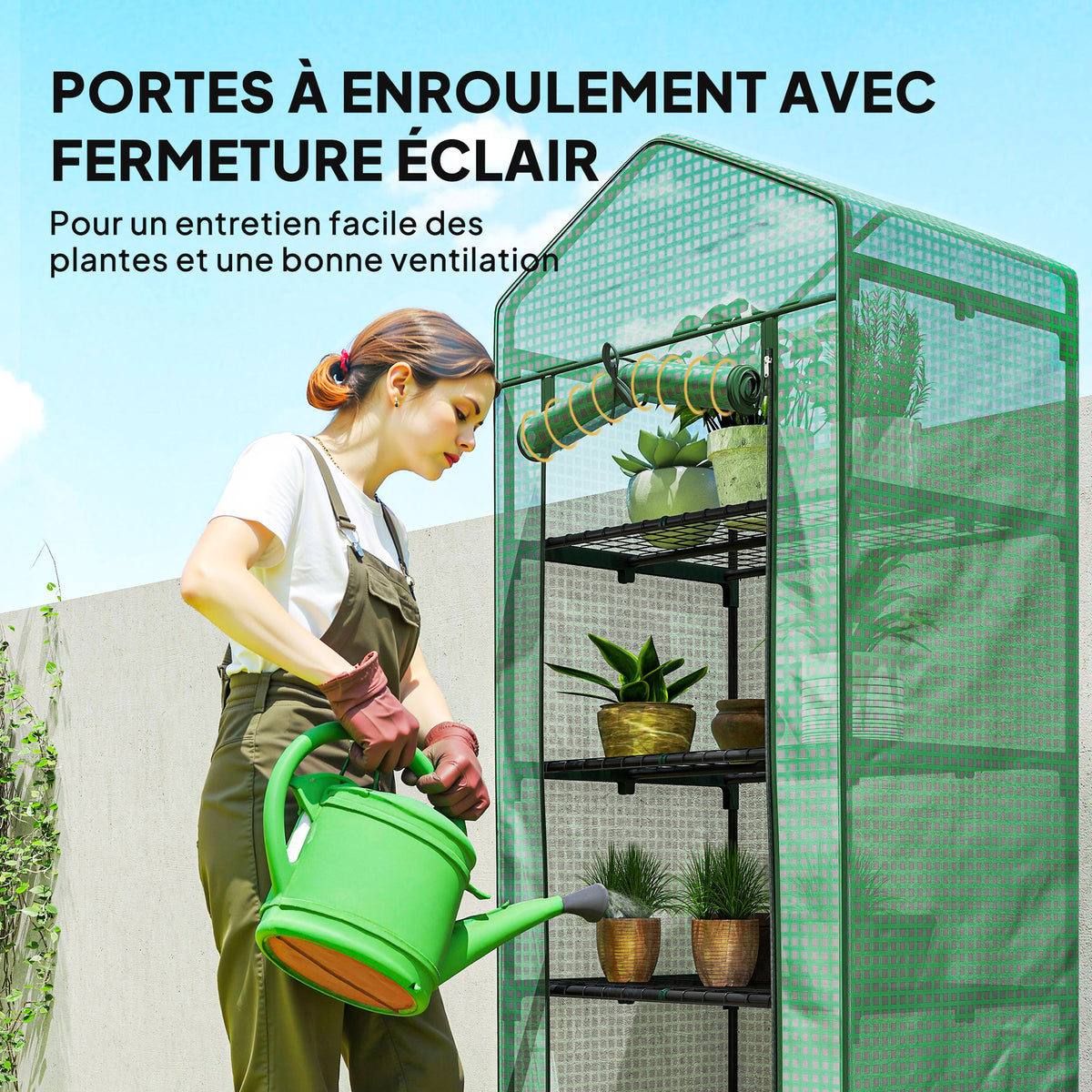 Serre de jardin balcon étagère serre 5 niveaux 0,69 x 0,49 x 1,93 m acier bâche amovible PE vert