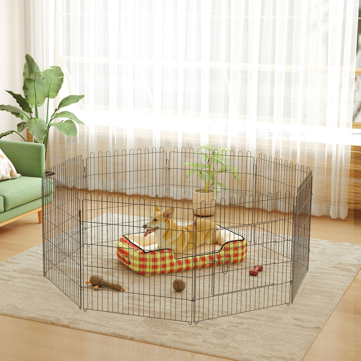 Recinto per cuccioli animali domestici cani conigli roditori piccoli int./est. diametro 180 pannelli 71x61cm nero