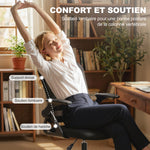 Chaise de bureau en maille, chaise d'ordinateur avec accoudoirs rabattables, hauteur réglable, repose-pieds, noir