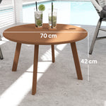 Petite table basse ronde, table d'appoint avec patins antidérapants, cadre en métal, pour jardin, Ø 70 x 42 cm, orange