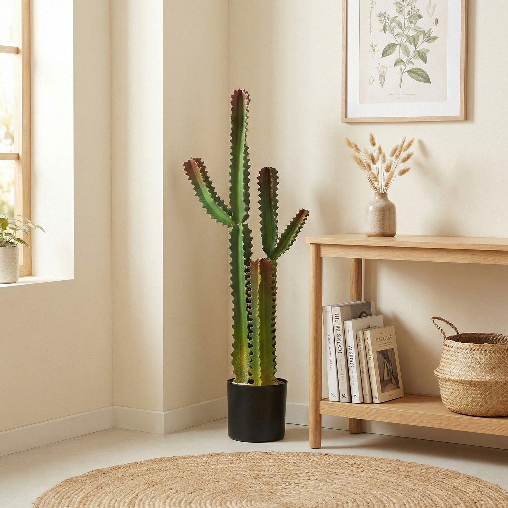 Plante artificielle intérieure 111 cm, arbre artificiel cactus en pot, pour maison, bureau, salon, chambre, vert