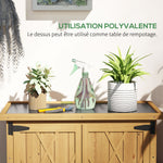 Abri de jardin armoire de jardin 3 étagères 2 portes toit en tôle galvanisé étanche bois sapin 75 x 40 x 90 cm jaune