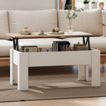Tavolino da salotto sollevabile, tavolo con vano nascosto, stile moderno, per soggiorno, ufficio, 100x50x45cm, bianco