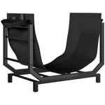 Range-bûches porte buche avec sac de transport et poignées pour intérieure, en métal robuste, 53 x 33 x 43 cm, noir