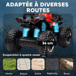 Quad Buggy électrique Enfant 12 V 8 Km/h Max. Voiture électrique Enfant avec Effets Lumineux sonores Selle avec Dossier Porte-Bagage Avant métal PP Rouge Noir