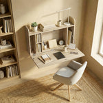 Bureau suspendu table murale table d'ordinateur murale et tablette rabattable avec rangements - 77 x 20 x 51 cm