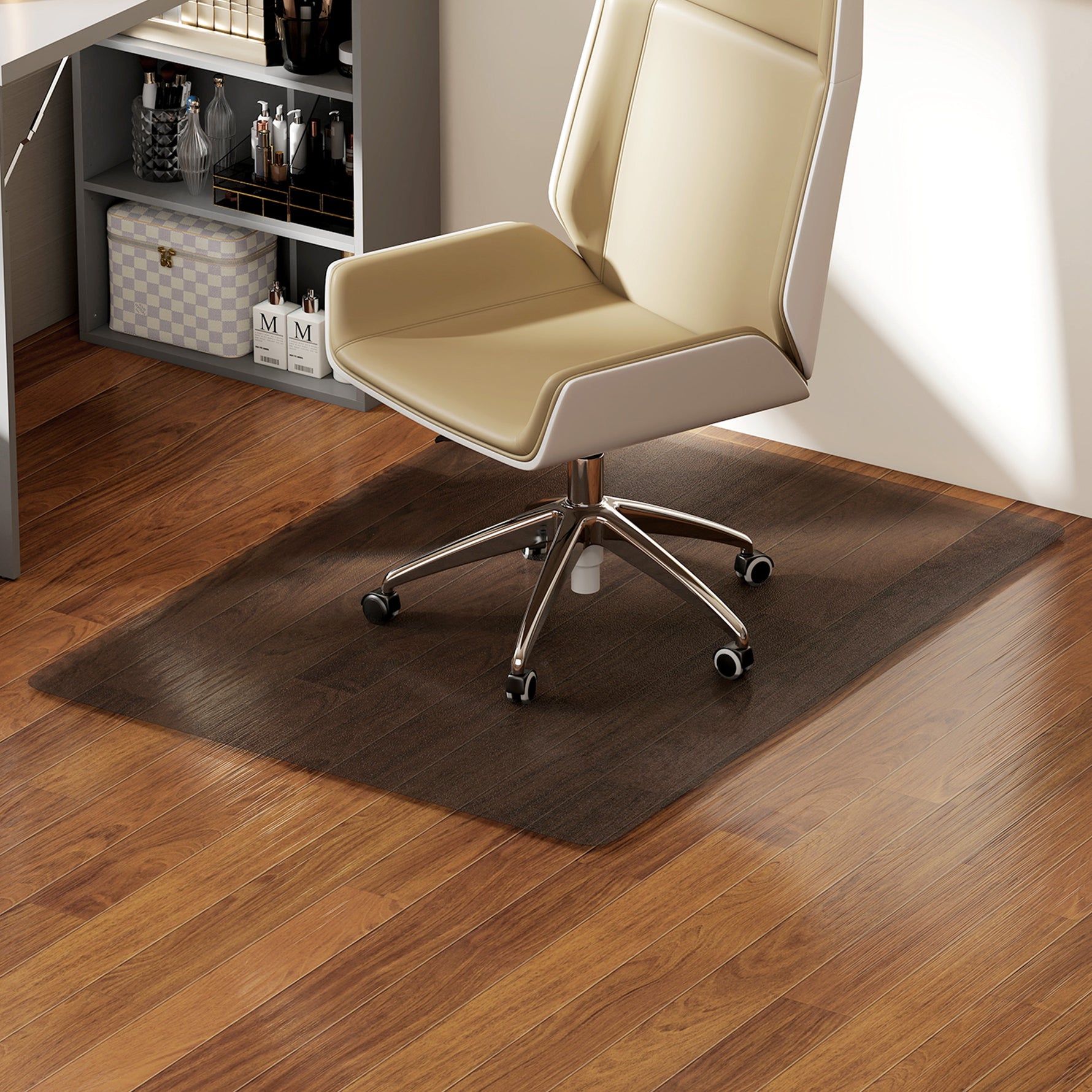 Tapis de chaise de bureau rectangulaire, antidérapants en plastique noir 120x90cm