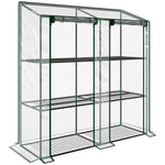 Mini serre de jardin 3 niveaux avec bâche en plastique, 2 portes enroulables, 6 étagères, dim. 143L x 46l x 141/151H cm