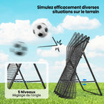 Filet de Rebond Pliable Réglable à 5 Angles avec 24 Cordes Élastiques Filet pour Football, Acier, 120x73x112cm, Noir
